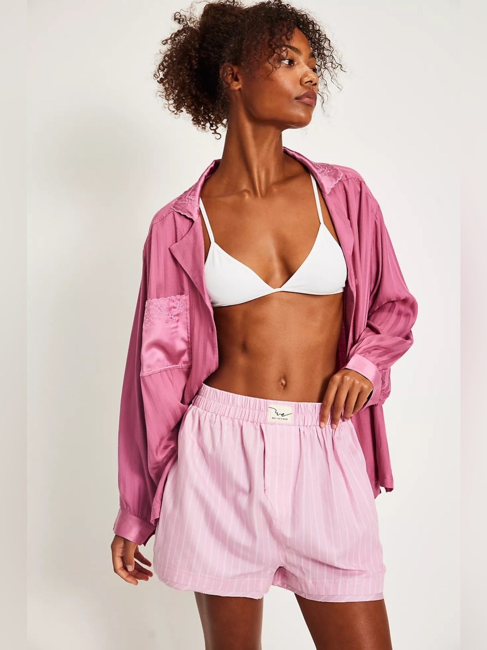 Free people we the free Day to Day Striped Boxers in pink